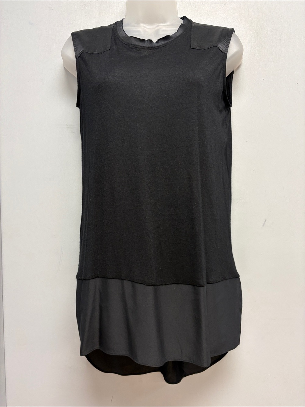 Rag & Bone Black Silk Trim Sleeveless Tunic Top XS | Luxe Minimalist Layering
